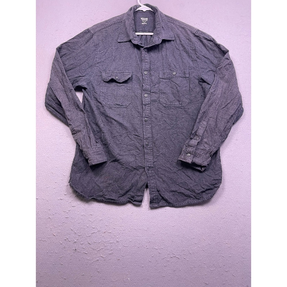 Mossimo Supply Co Button Down Flannel Shirt Gray Large Mens